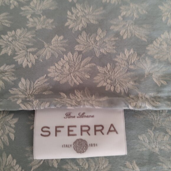 SFERRA GRETA QUEEN FLAT SHEET TWO STANDARD SHAMS  EGYPTIAN COTTON SEAMIST ITALY - Picture 5 of 9